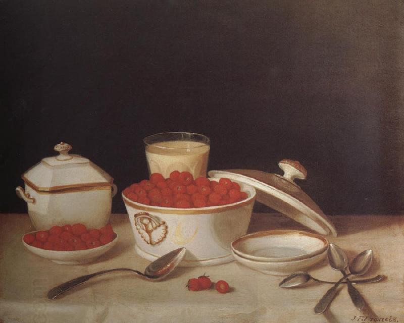 John F.Francis Strawberries,Cream,and Sugar China oil painting art